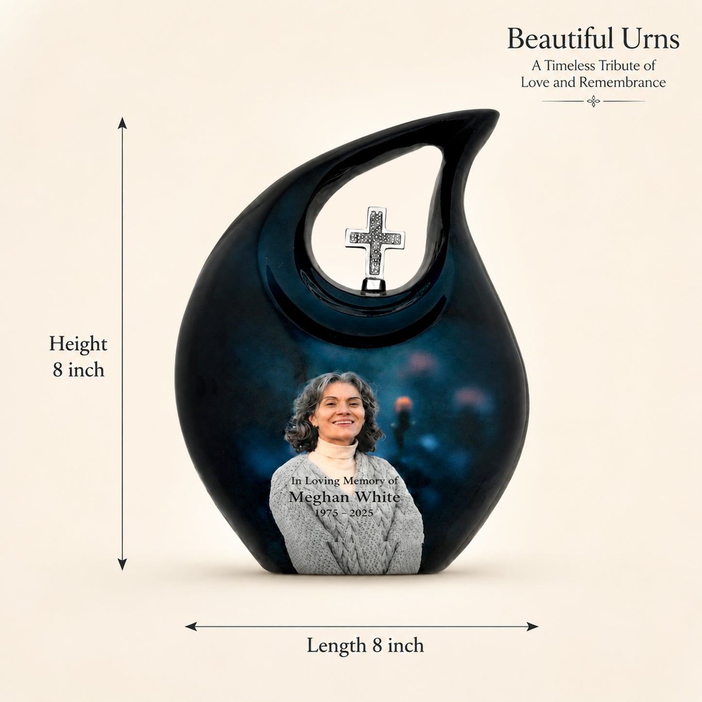 Midnight Faith Teardrop Cremation Urn