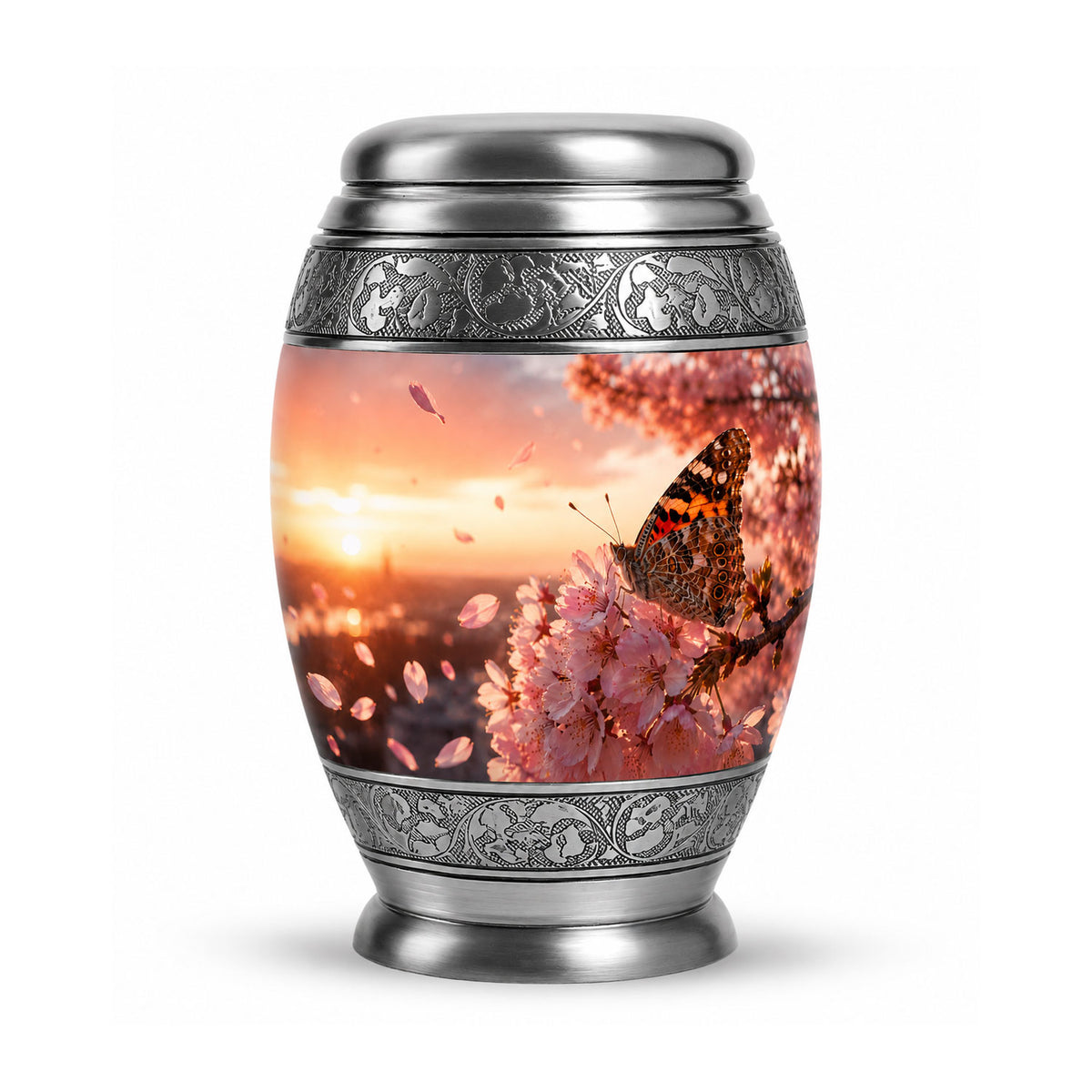 Cherry Blossom Butterfly Cremation Urn for Ashes