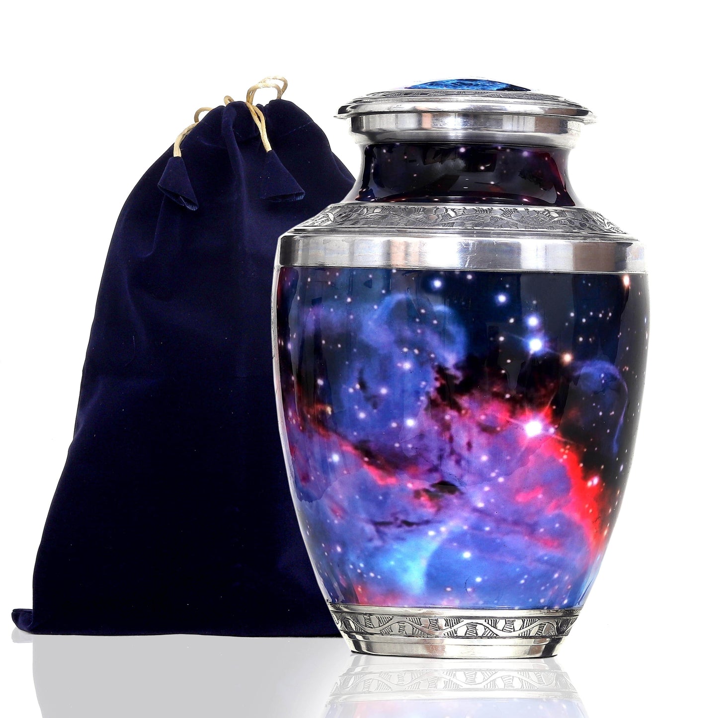 Cosmic Tribute Cremation Urn – Handcrafted Urn with Galaxy Design & Keepsake Velvet Bag