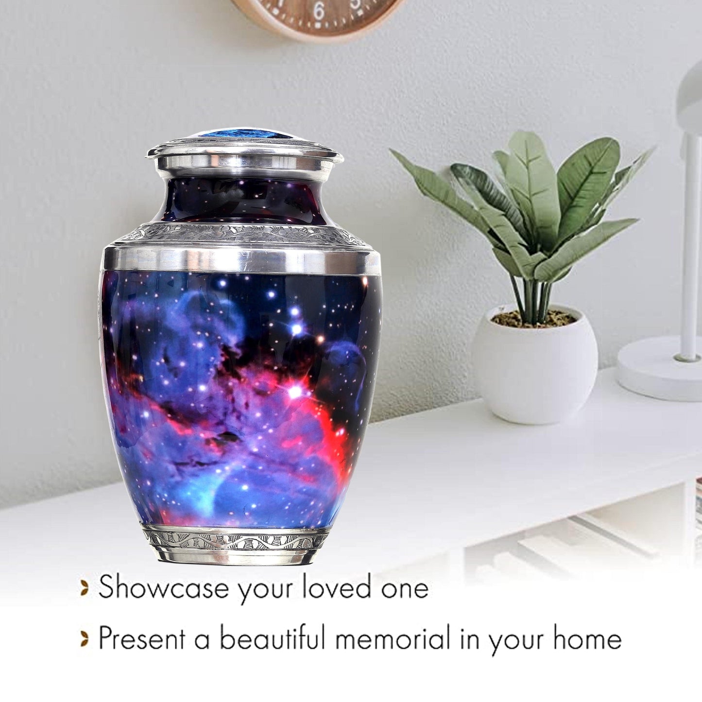 Cosmic Tribute Cremation Urn – Handcrafted Urn with Galaxy Design & Keepsake Velvet Bag