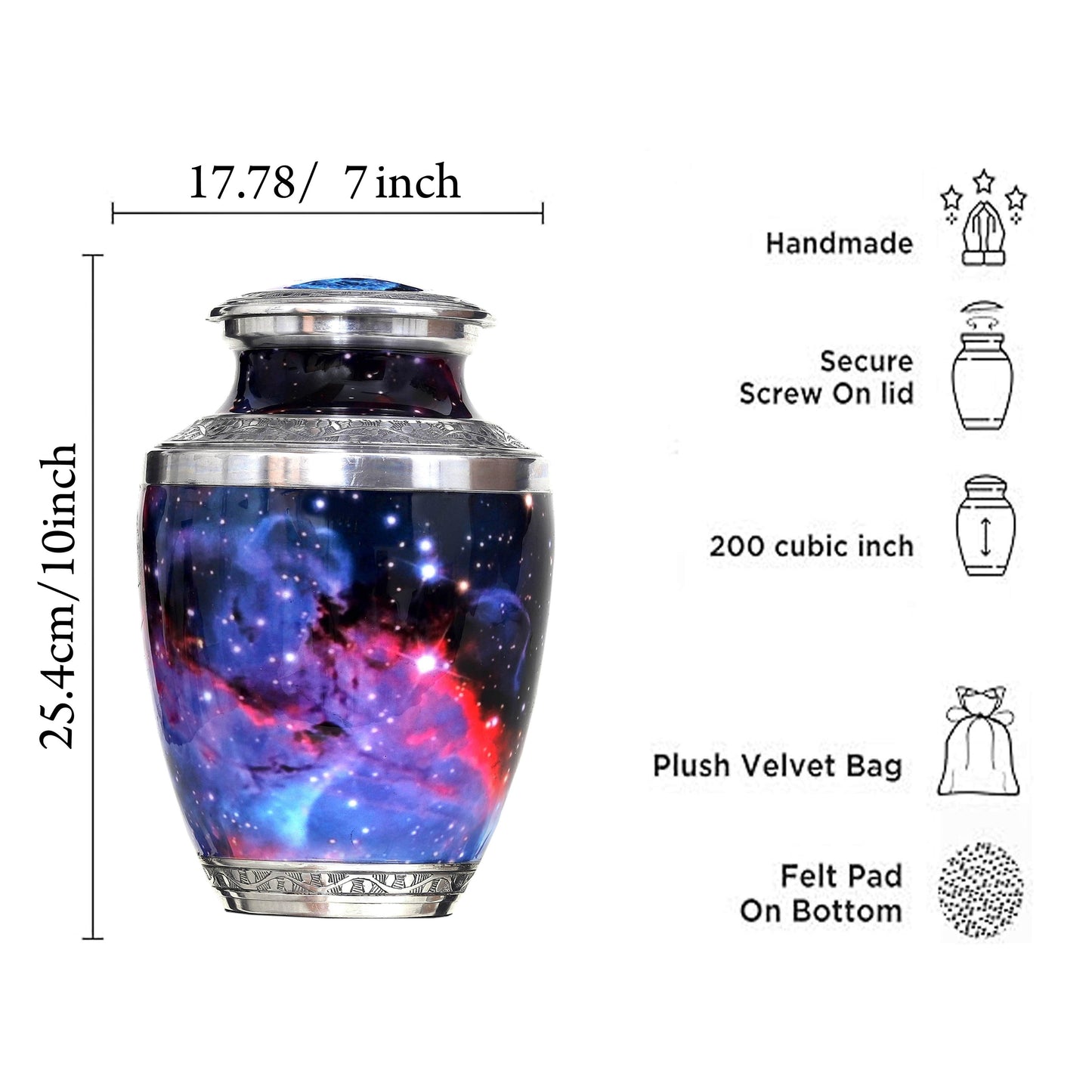 Cosmic Tribute Cremation Urn – Handcrafted Urn with Galaxy Design & Keepsake Velvet Bag