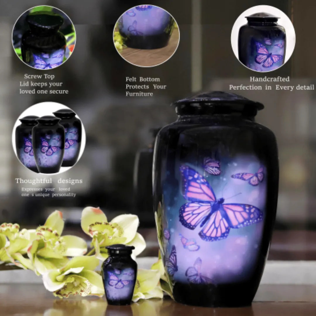 Large Black Butterfly Cremation Urn