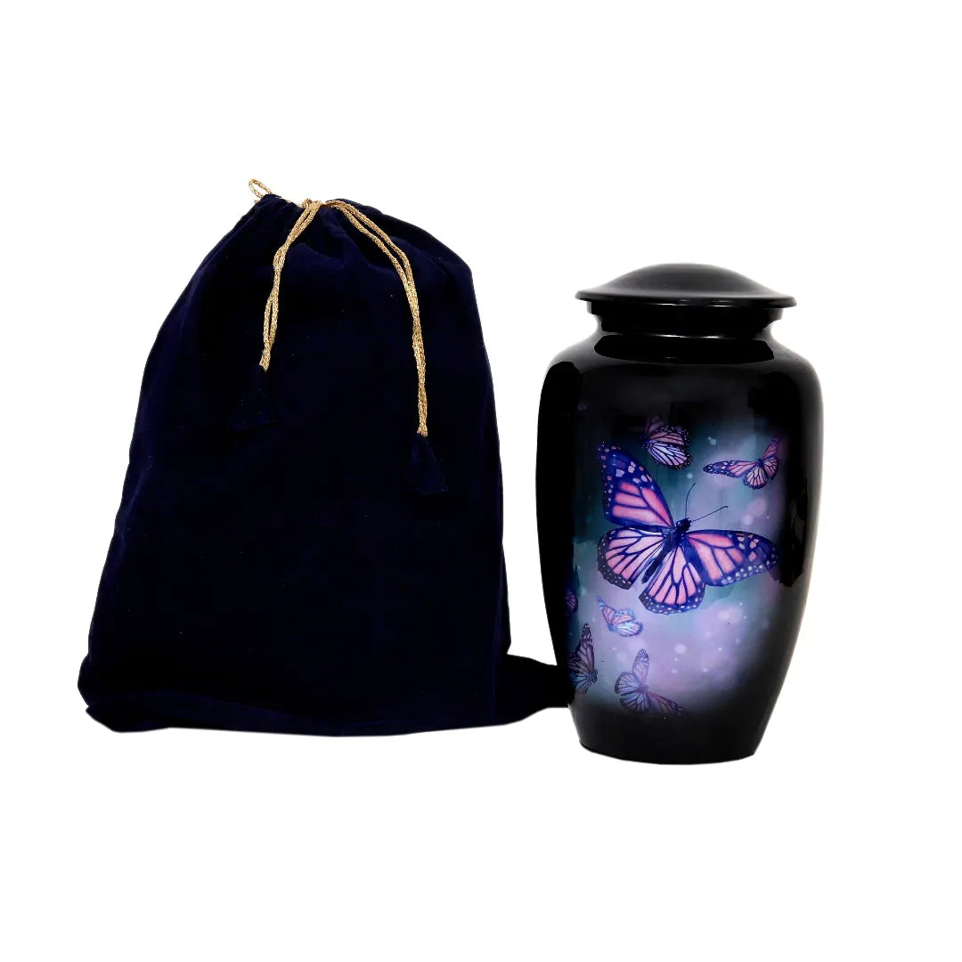 Large Black Butterfly Cremation Urn