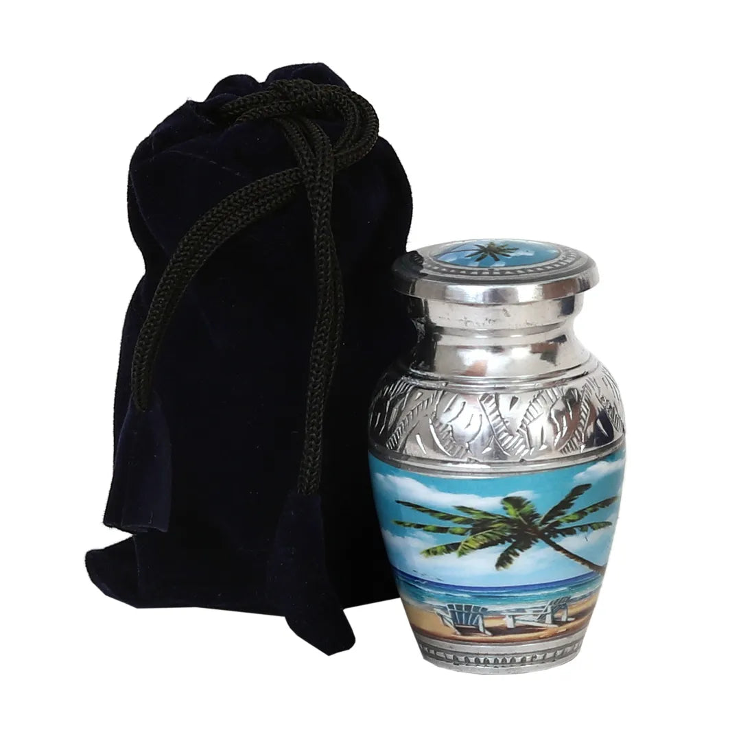 Small Beach Themed Cremation Keepsake Urn for Ashes