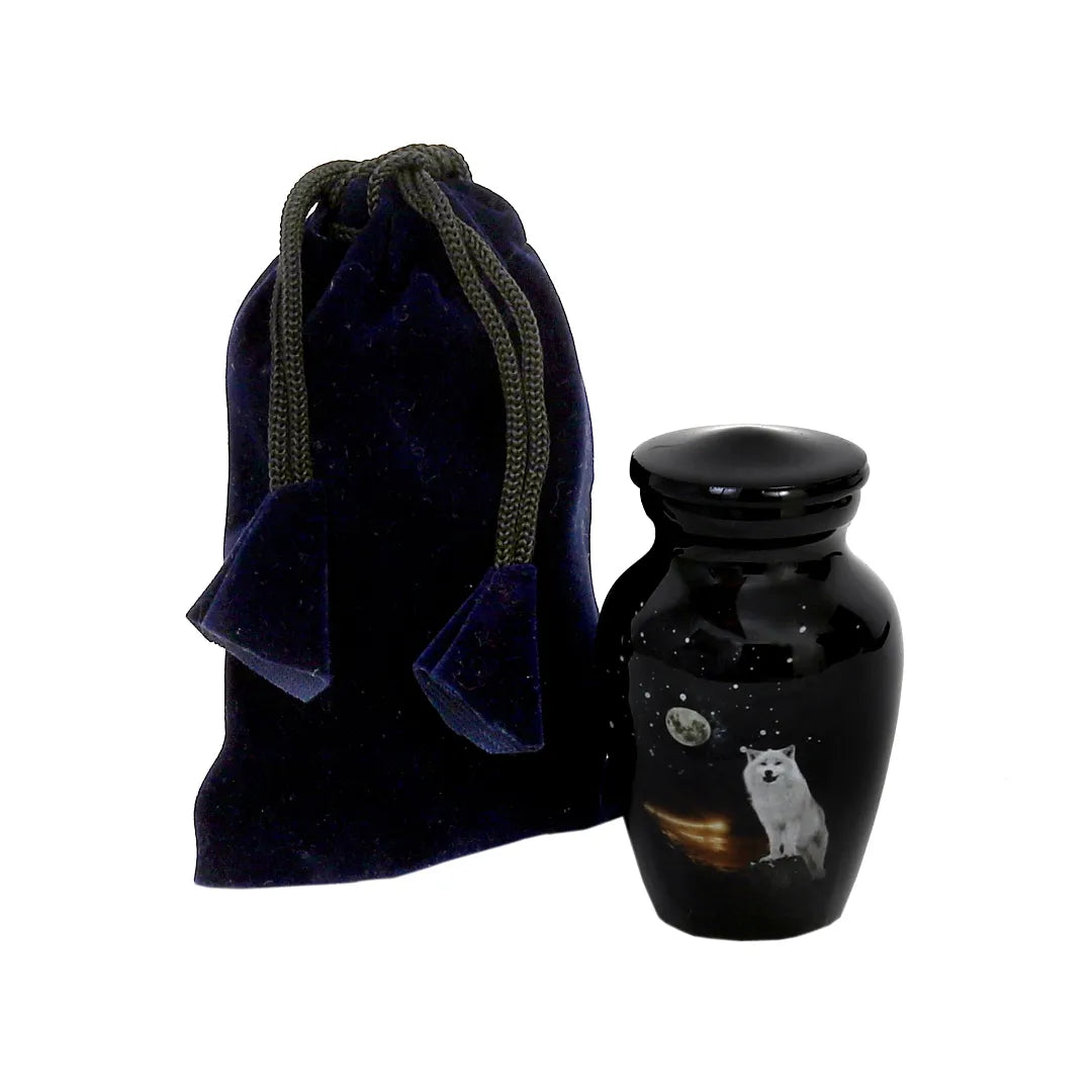 White Wolf Mini Keepsake Urn