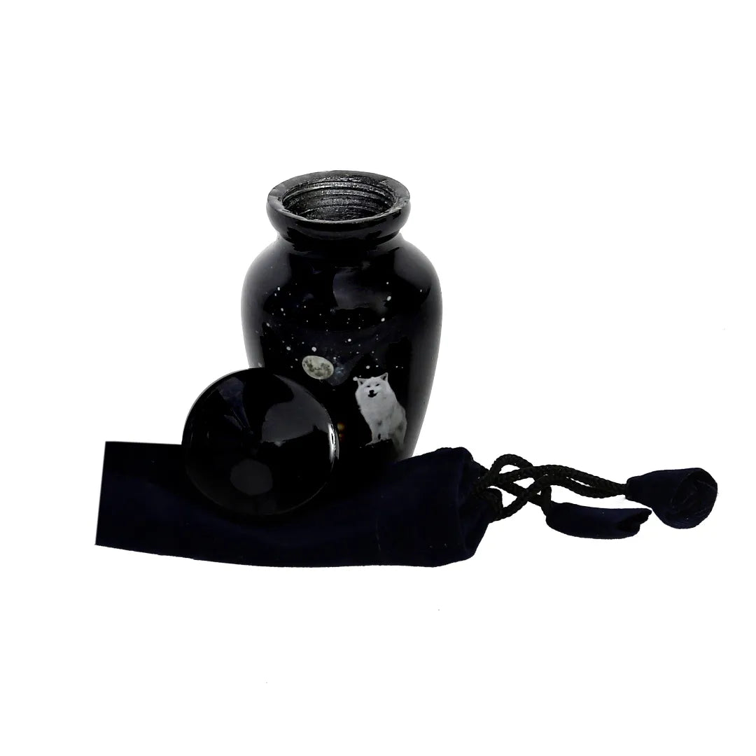 White Wolf Mini Keepsake Urn
