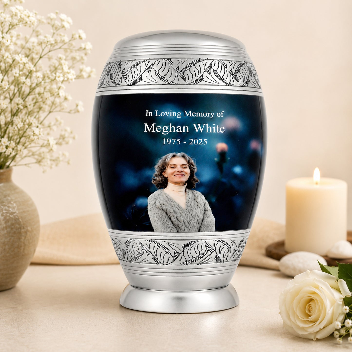 Midnight Bloom Adult Cremation Urn