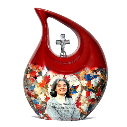 Radiant Maple Leaf Adult Teardrop Cremation Urn