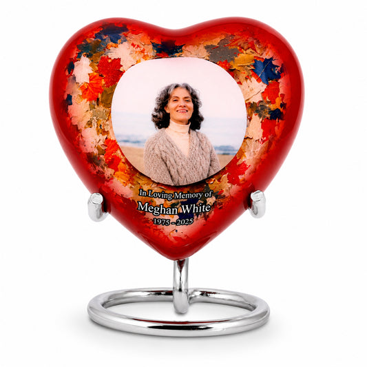 Autumn Heart Small Keepsake Urn With Stand Option