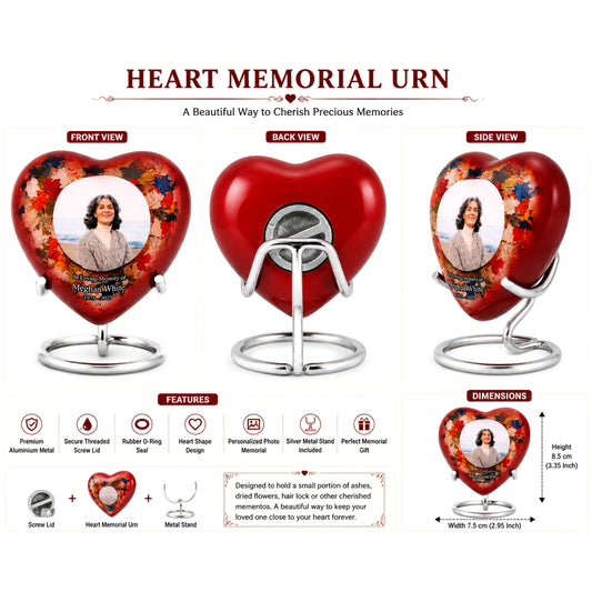 Autumn Heart Small Keepsake Urn With Stand Option