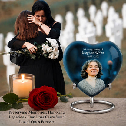 Midnight Serenade Heart Small Keepsake Urn With Stand Option