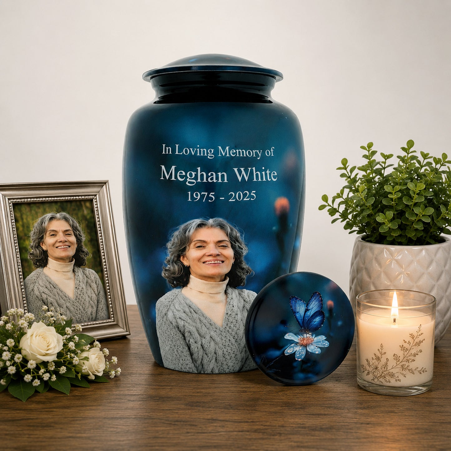 Blue Butterfly Adult Cremation Urn for Ashes
