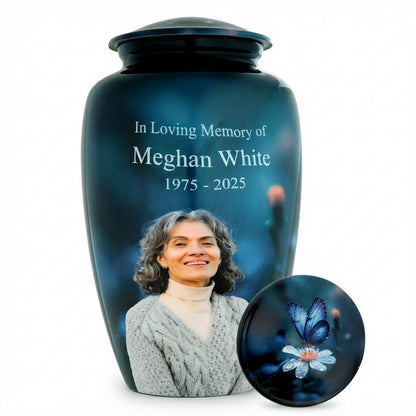 Blue Butterfly Adult Cremation Urn for Ashes