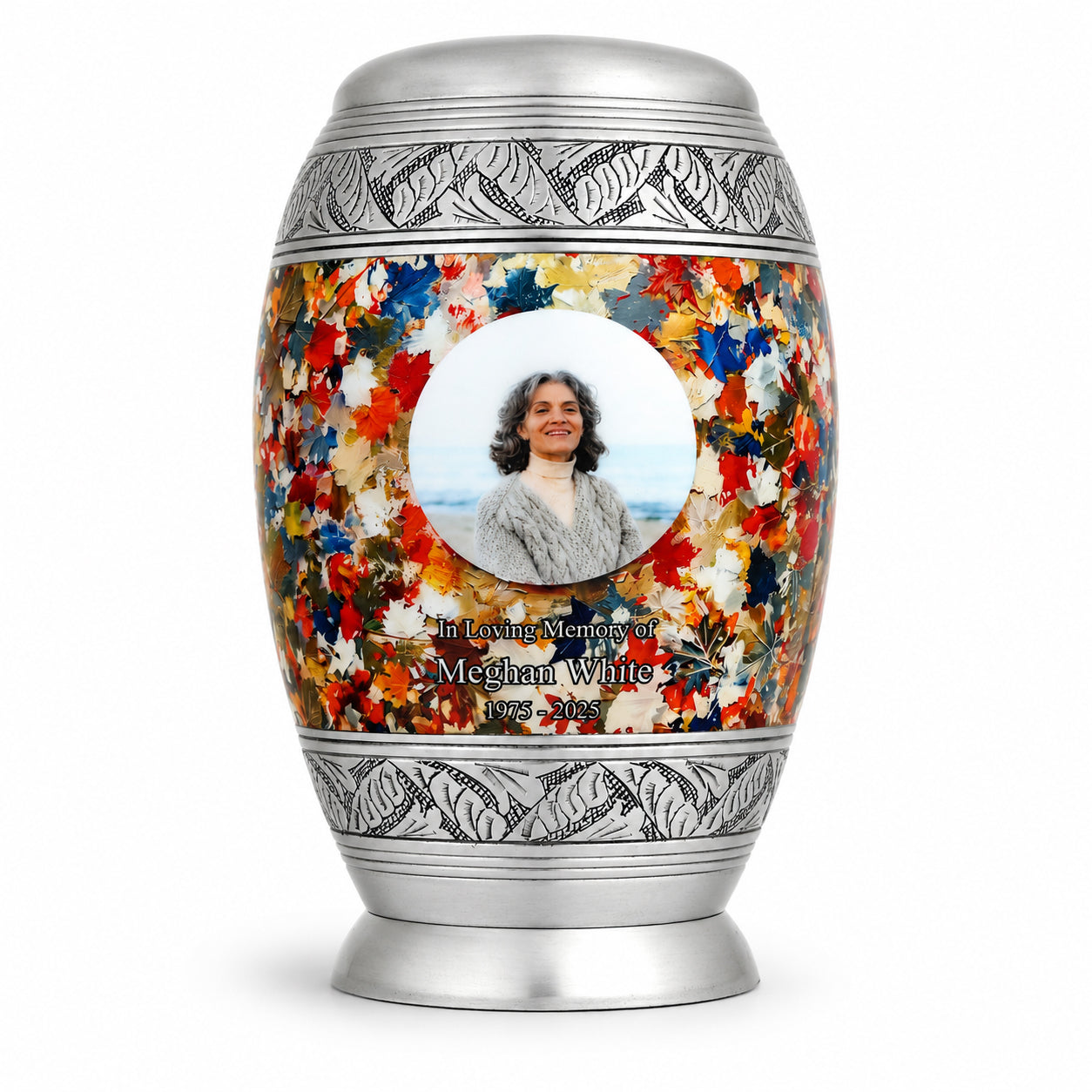 Autumn Harvest Silver Adult Cremation Urn