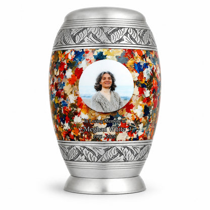 Autumn Harvest Silver Adult Cremation Urn