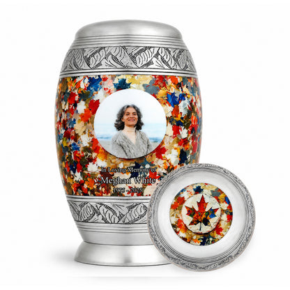 Autumn Harvest Silver Adult Cremation Urn