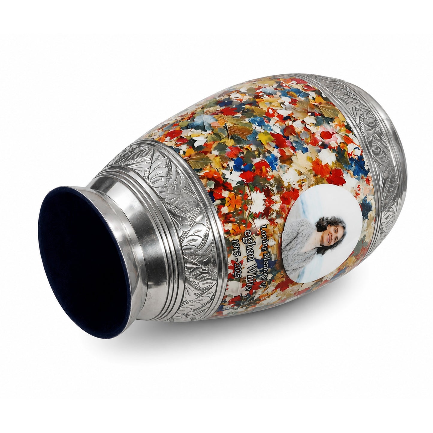 Autumn Harvest Silver Adult Cremation Urn