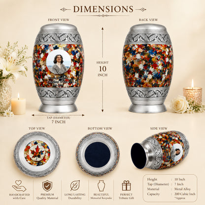 Autumn Harvest Silver Adult Cremation Urn