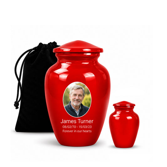 Custom Cremation Urn – Classic Red Urn for Human Ashes