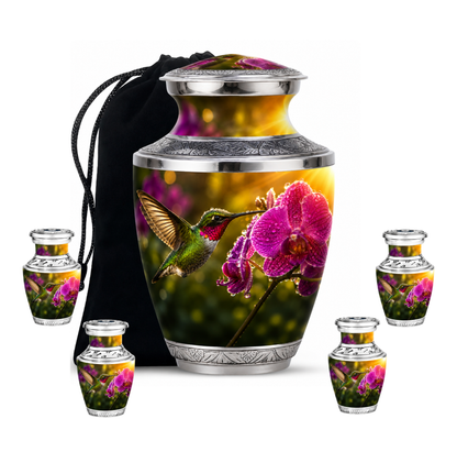 Hummingbird & Orchid Cremation Urn for Ashes