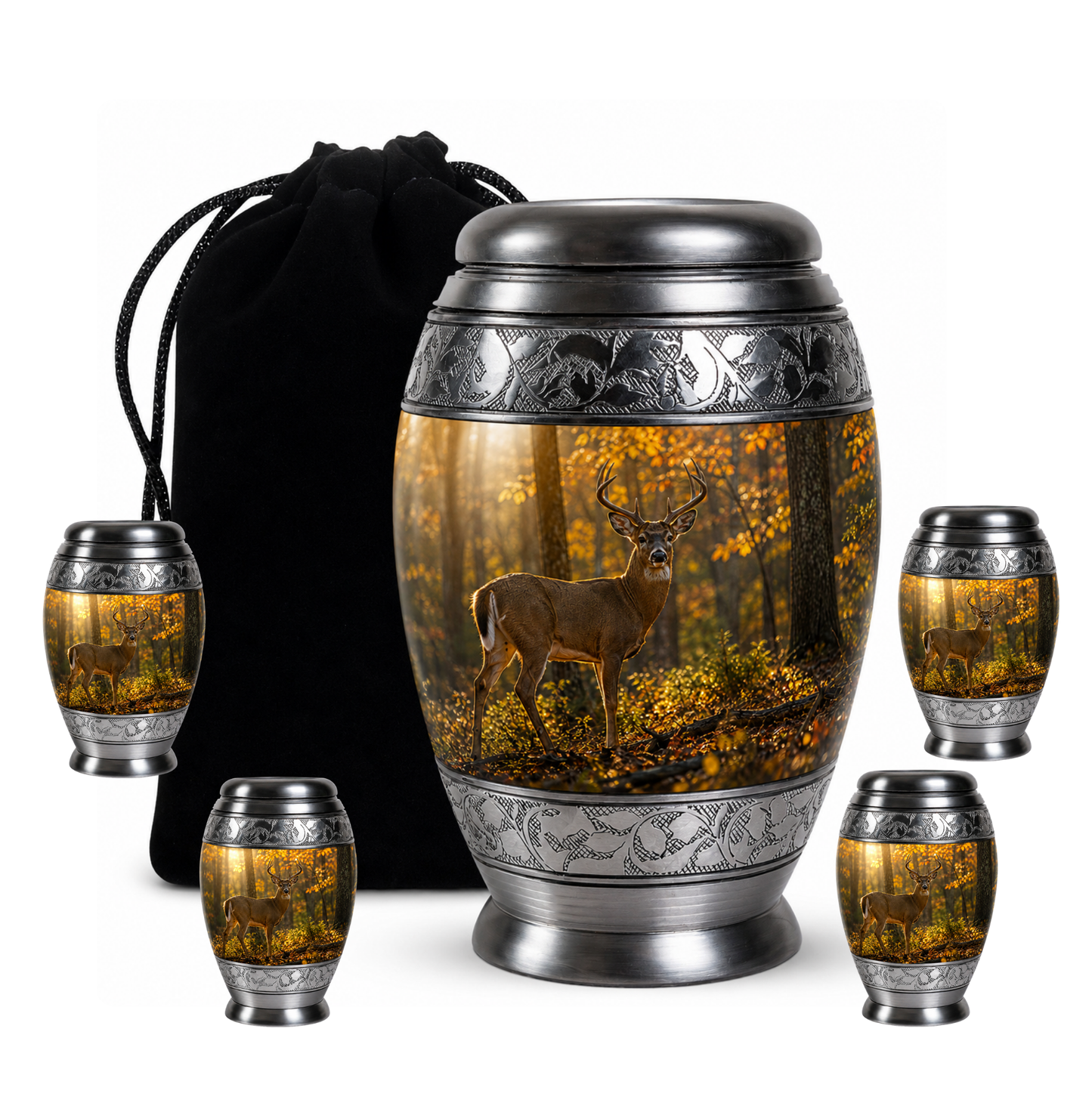 Autumn Forest Deer Cremation Urn