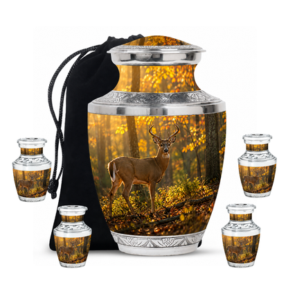 Autumn Forest Deer Cremation Urn