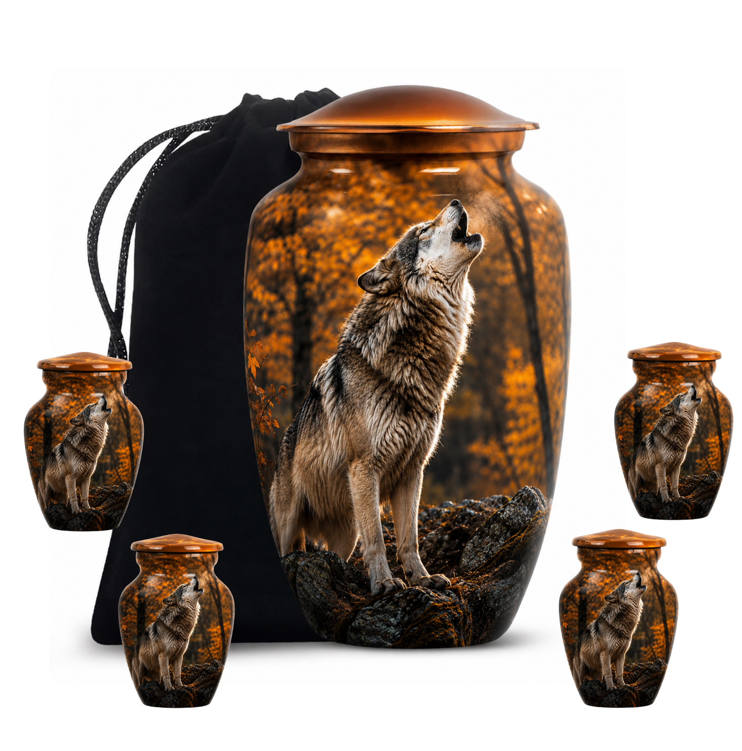Howling Wolf Cremation Urn for Human Ashes