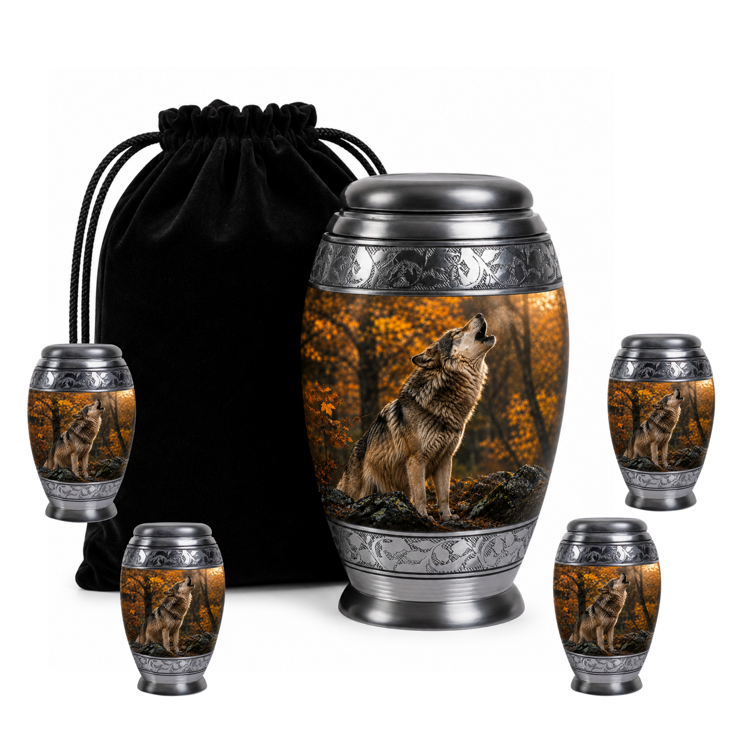 Howling Wolf Cremation Urn for Human Ashes