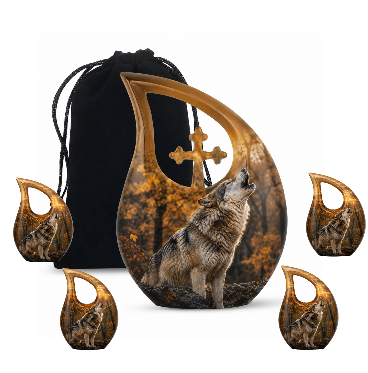 Howling Wolf Cremation Urn for Human Ashes
