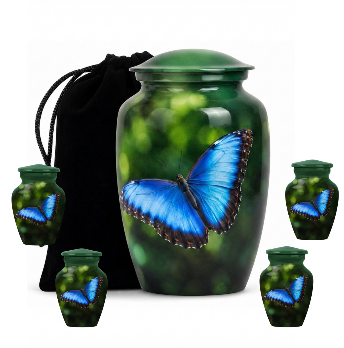 Blue Morpho Butterfly Cremation Urn for Ashes