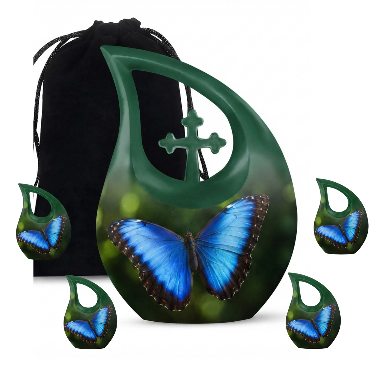 Blue Morpho Butterfly Cremation Urn for Ashes