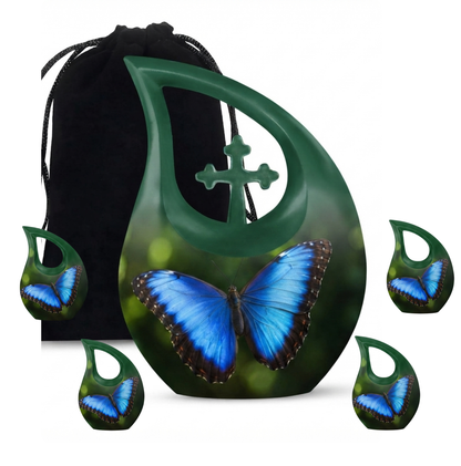 Blue Morpho Butterfly Cremation Urn for Ashes