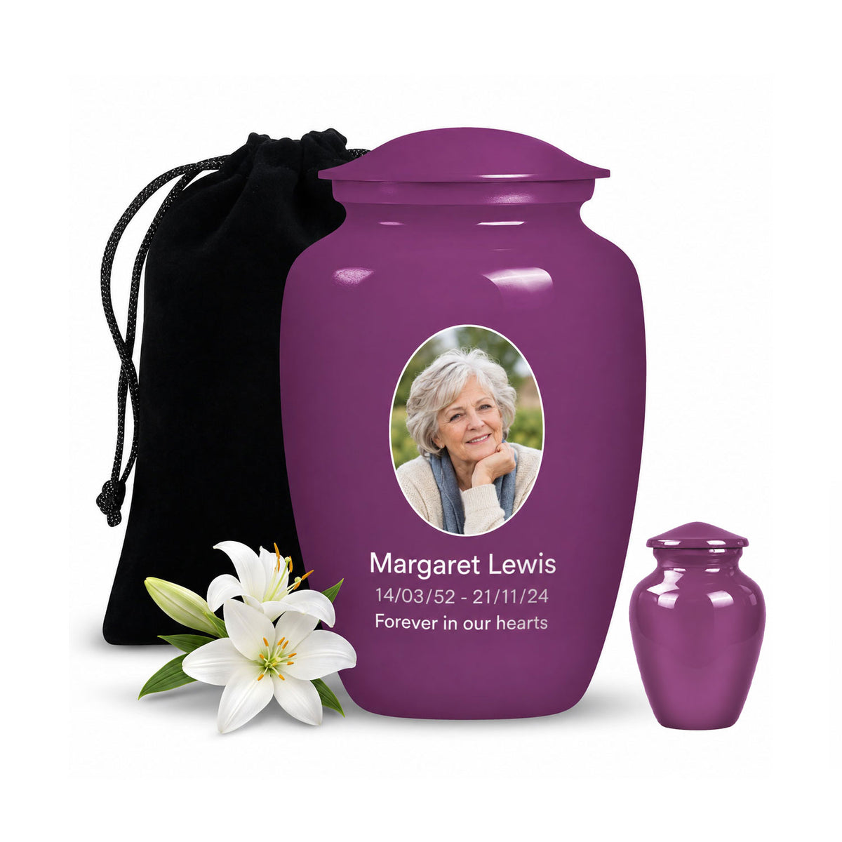 Personalized Cremation Urn – Classic Purple Urn for Ashes