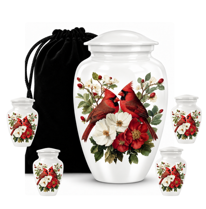 Red Cardinal Couple Urn for Ashes