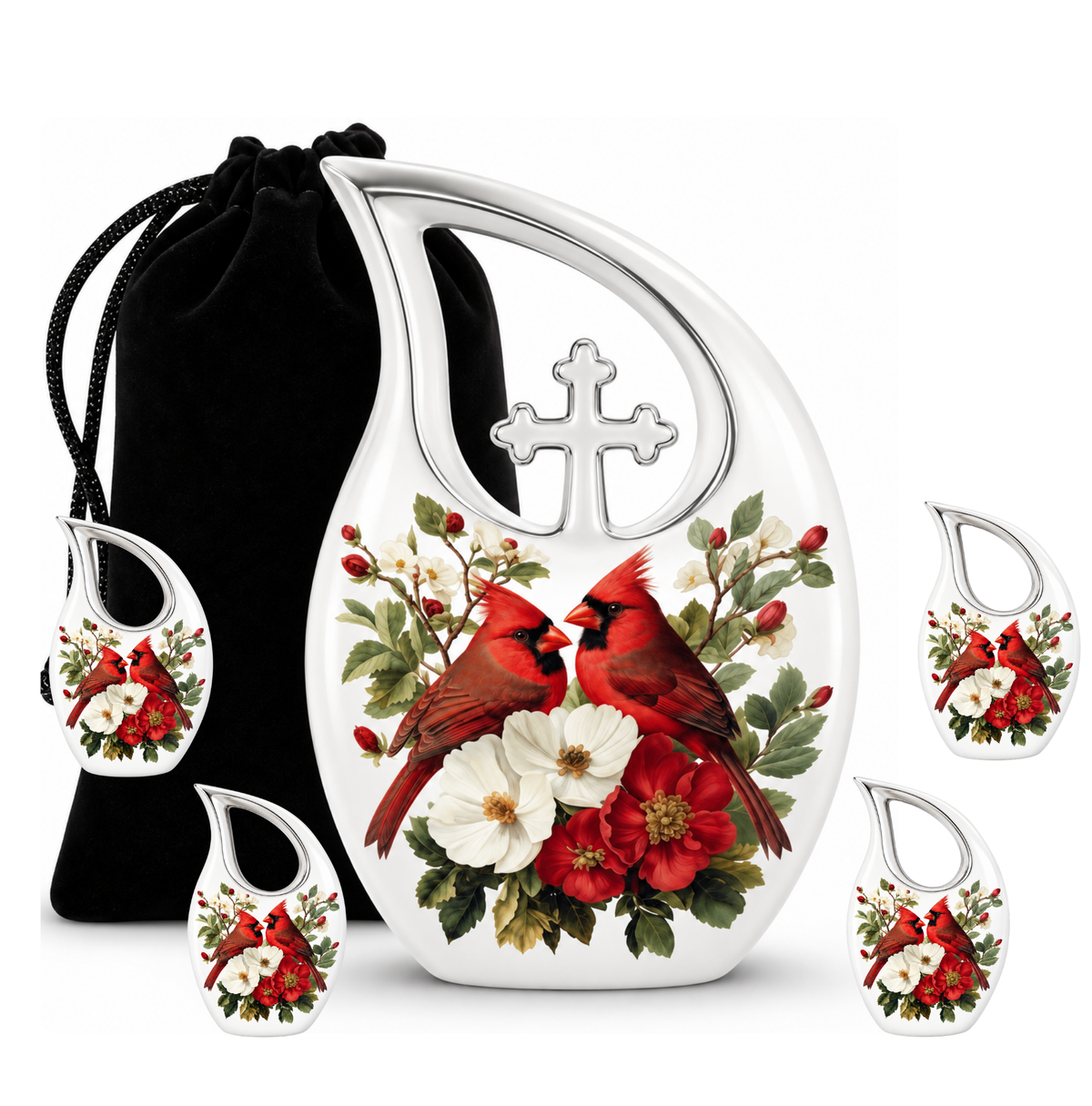 Red Cardinal Couple Urn for Ashes