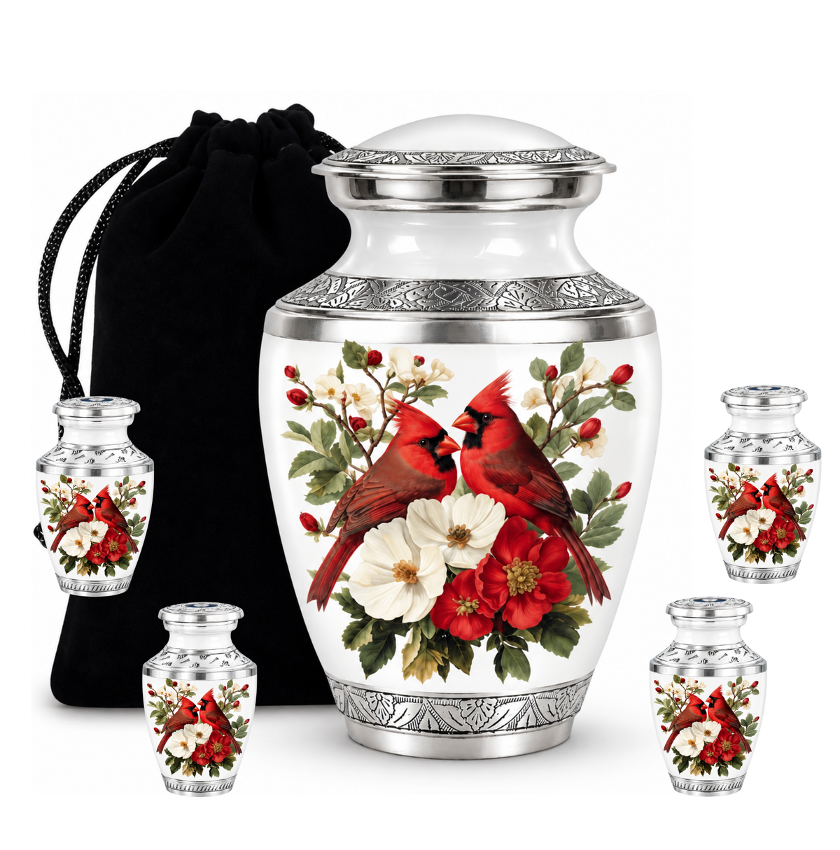 Red Cardinal Couple Urn for Ashes