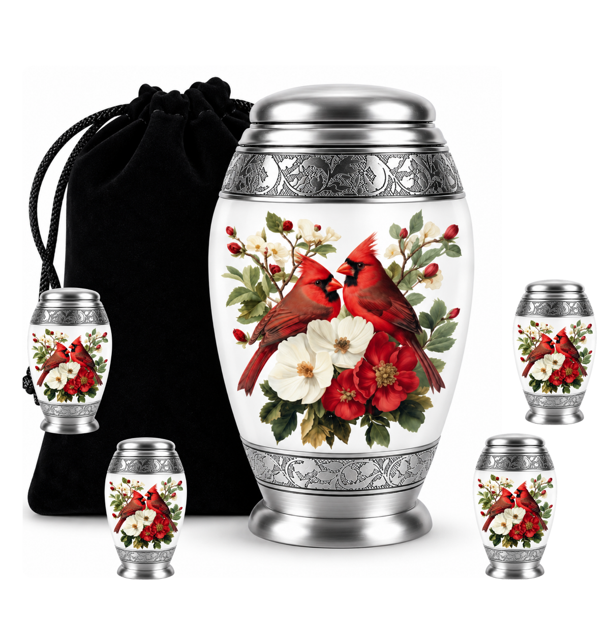 Red Cardinal Couple Urn for Ashes