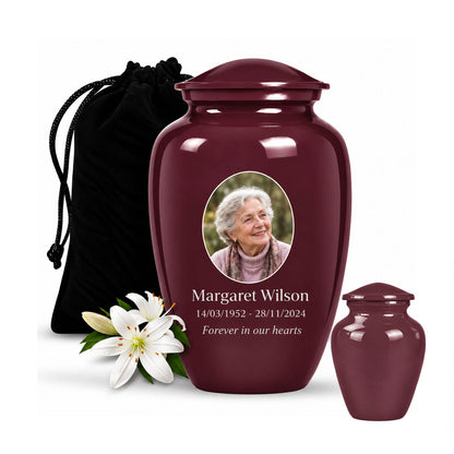 Custom Cremation Urn – Classic Burgundy Urn for Human Ashes