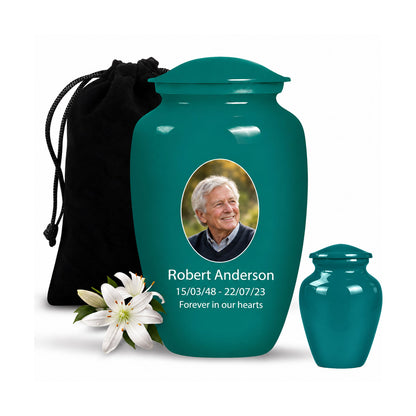 Custom Cremation Urn – Classic Teal Urn for Human Ashes
