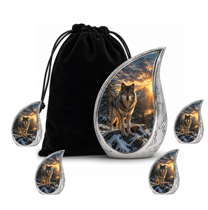 Snow Mountain Wolf Cremation Urn for Human Ashes