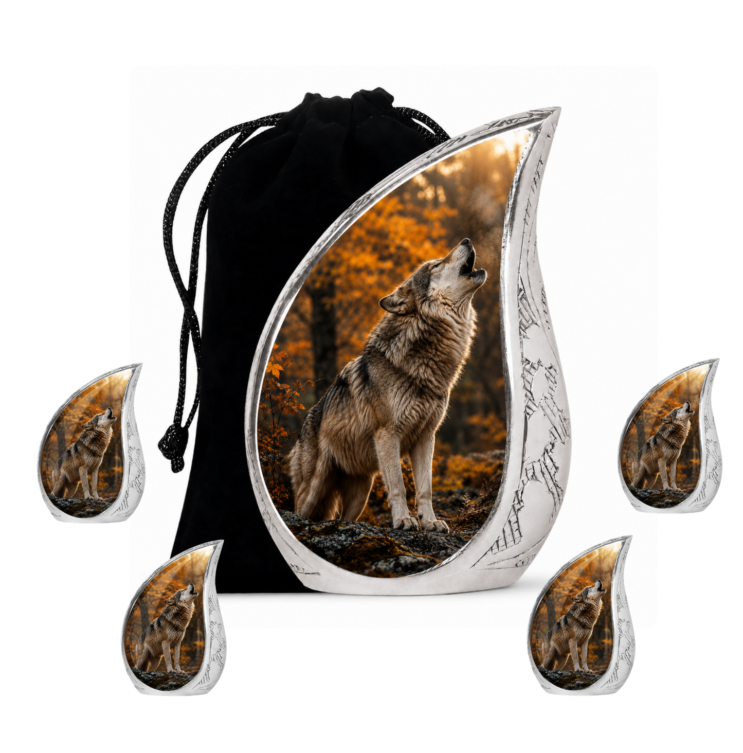 Howling Wolf Cremation Urn for Human Ashes
