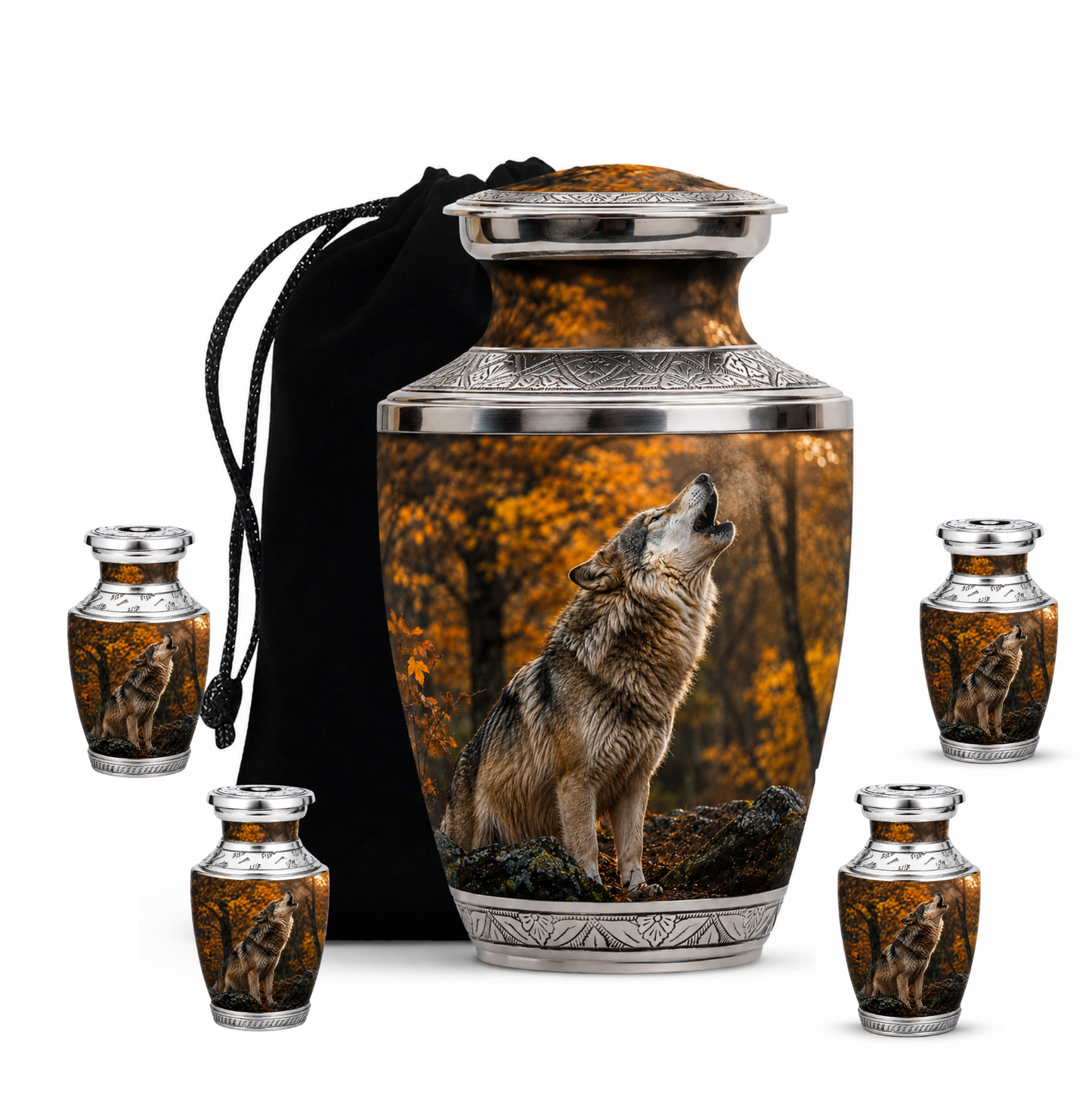 Howling Wolf Cremation Urn for Human Ashes