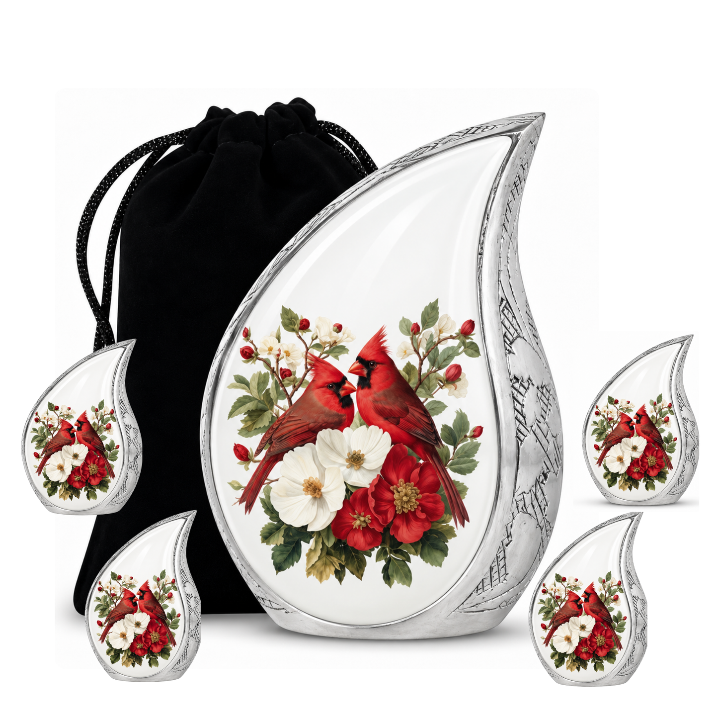 Red Cardinal Couple Urn for Ashes
