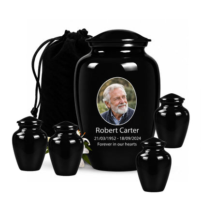 Custom Cremation Urn – Classic Black Urn for Human Ashes