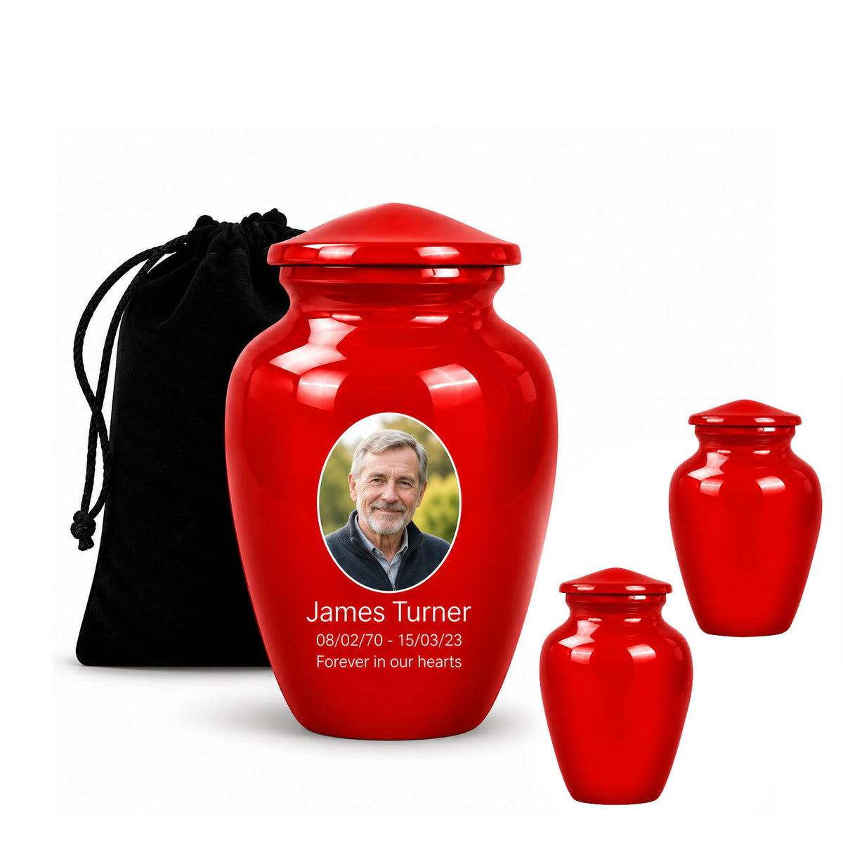 Custom Cremation Urn – Classic Red Urn for Human Ashes