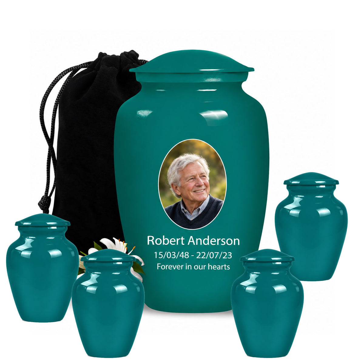 Custom Cremation Urn – Classic Teal Urn for Human Ashes