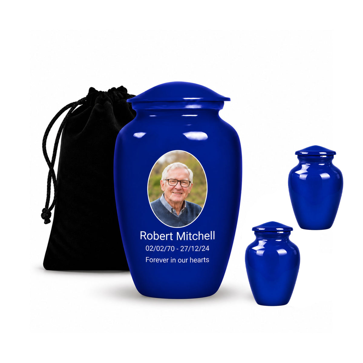 Custom Cremation Urn – Classic Dark Blue Memorial Urn for Ashes