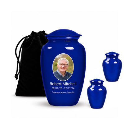 Custom Cremation Urn – Classic Dark Blue Memorial Urn for Ashes