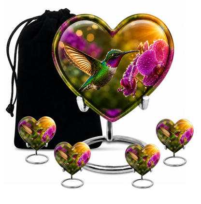 Hummingbird & Orchid Cremation Urn for Ashes