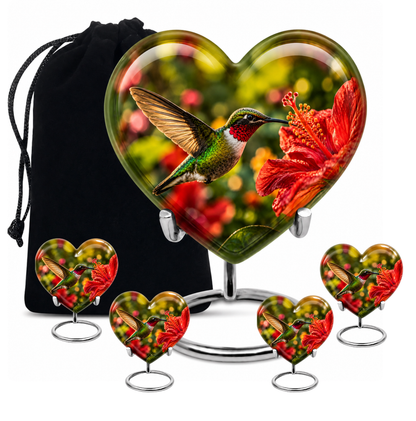 Hibiscus and Hummingbird Cremation Urn for Ashes